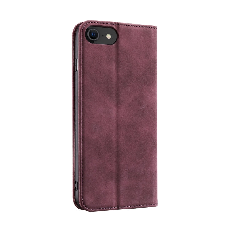 For iPhone SE 2022 / SE 2020 / 8 / 7 Splicing Skin Feel Magnetic Leather Phone Case