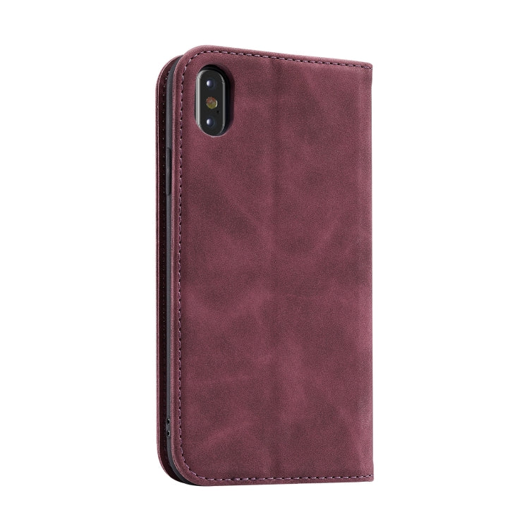 For iPhone XS Max Splicing Skin Feel Magnetic Leather Phone Case