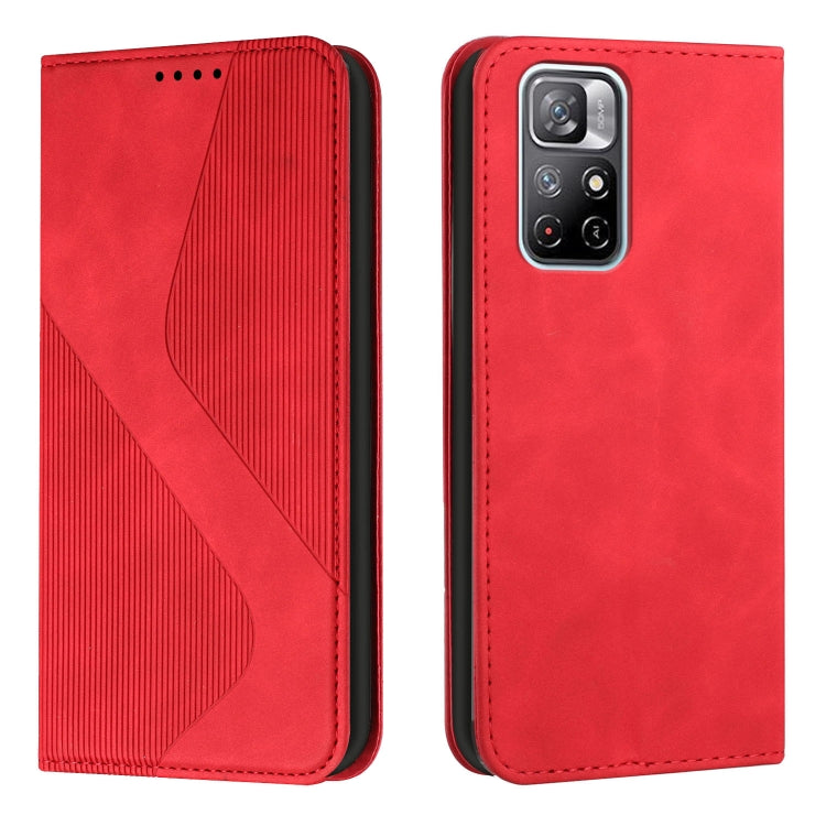 For Xiaomi Redmi Note 11 Skin Feel Magnetic S-type Solid Color Leather Phone Case