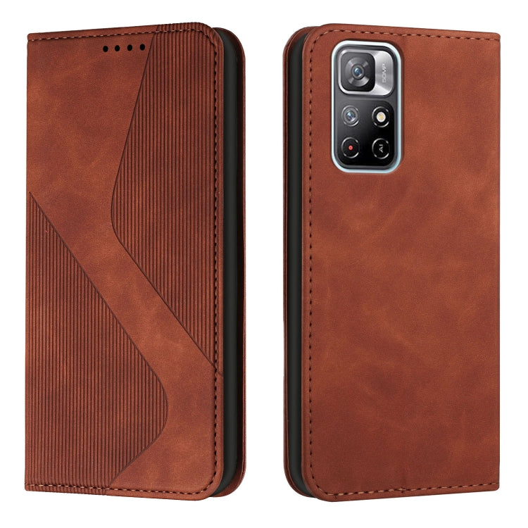 For Xiaomi Redmi Note 11 Skin Feel Magnetic S-type Solid Color Leather Phone Case