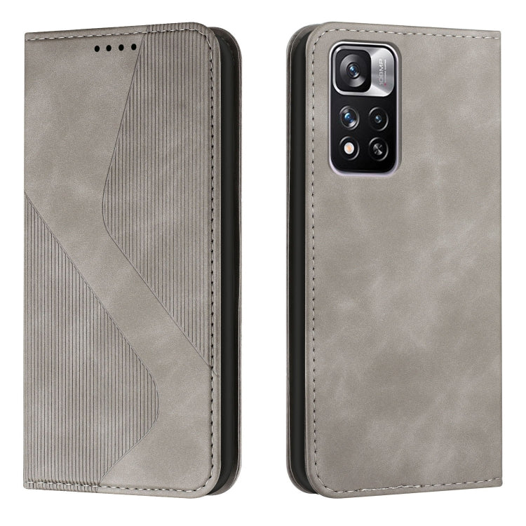 For Xiaomi Redmi Note 11 Pro Skin Feel Magnetic S-type Solid Color Leather Phone Case