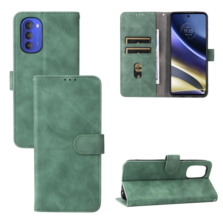 For Motorola Moto G51 5G Skin Feel Magnetic Flip Leather Phone Case