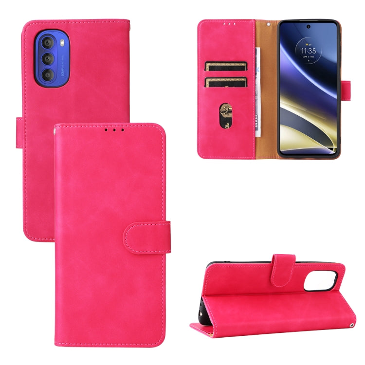 For Motorola Moto G51 5G Skin Feel Magnetic Flip Leather Phone Case