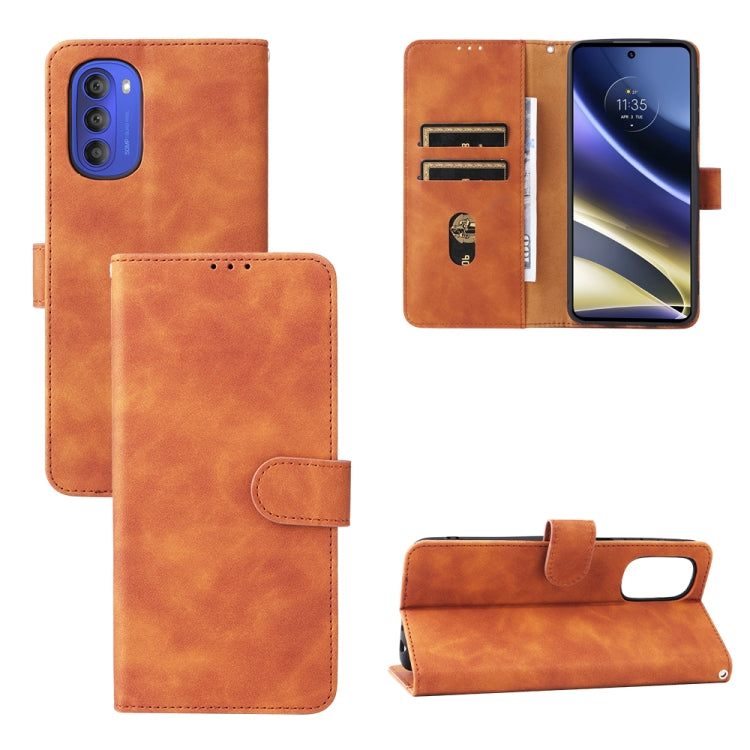 For Motorola Moto G51 5G Skin Feel Magnetic Flip Leather Phone Case