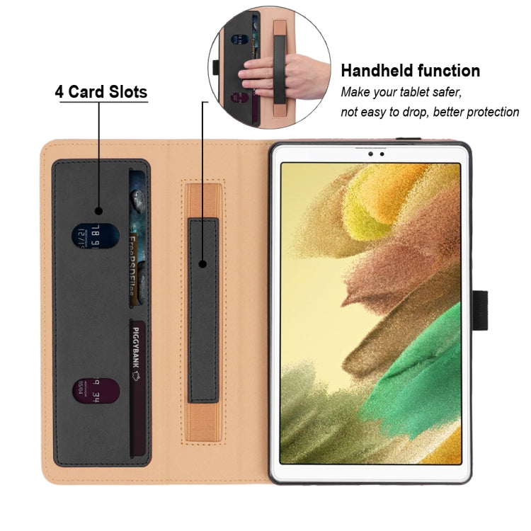 For Samsung Galaxy Tab A7 Lite 8.7 SM-T220 / SM-T225 / SM-T227 Retro Texture PU Leather Tablet Case with 2 Card Slots & Hand Strap