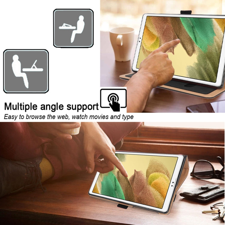 For Samsung Galaxy Tab A7 Lite 8.7 SM-T220 / SM-T225 / SM-T227 Retro Texture PU Leather Tablet Case with 2 Card Slots & Hand Strap