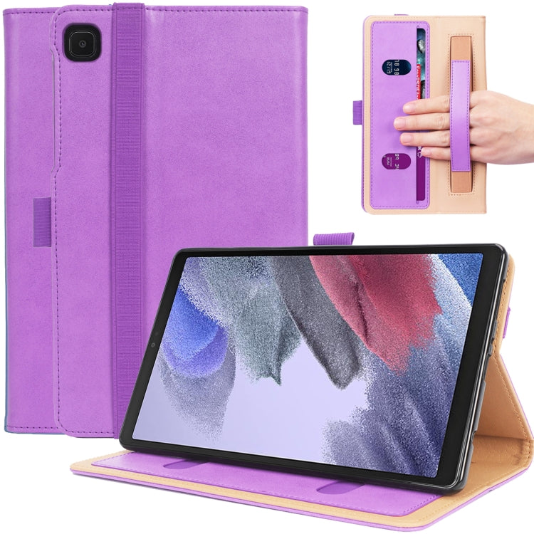 For Samsung Galaxy Tab A7 Lite 8.7 SM-T220 / SM-T225 / SM-T227 Retro Texture PU Leather Tablet Case with 2 Card Slots & Hand Strap