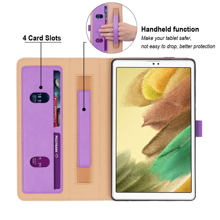 For Samsung Galaxy Tab A7 Lite 8.7 SM-T220 / SM-T225 / SM-T227 Retro Texture PU Leather Tablet Case with 2 Card Slots & Hand Strap