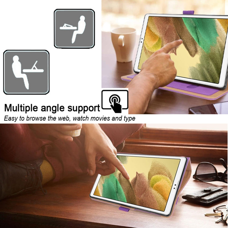 For Samsung Galaxy Tab A7 Lite 8.7 SM-T220 / SM-T225 / SM-T227 Retro Texture PU Leather Tablet Case with 2 Card Slots & Hand Strap