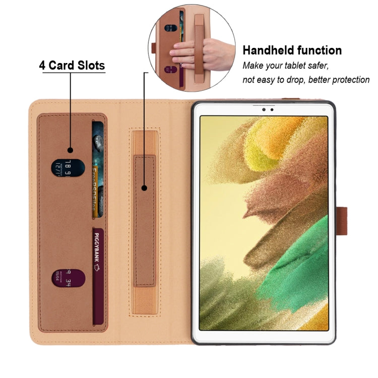 For Samsung Galaxy Tab A7 Lite 8.7 SM-T220 / SM-T225 / SM-T227 Retro Texture PU Leather Tablet Case with 2 Card Slots & Hand Strap