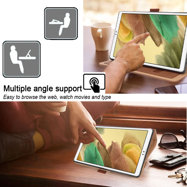 For Samsung Galaxy Tab A7 Lite 8.7 SM-T220 / SM-T225 / SM-T227 Retro Texture PU Leather Tablet Case with 2 Card Slots & Hand Strap