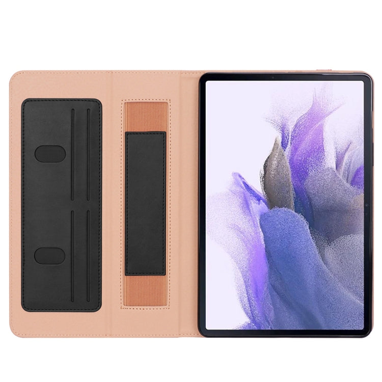 For Samsung Galaxy Tab S7 FE T730 / T736 & S7+ T970 / T976 Retro Texture PU + TPU Leather Tablet Case with Card Slots & Hand Strap