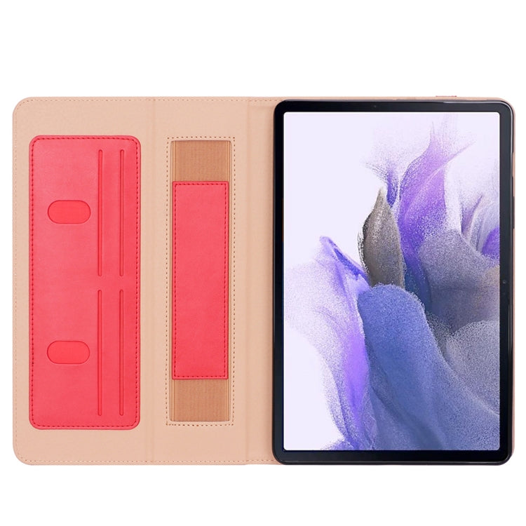 For Samsung Galaxy Tab S7 FE T730 / T736 & S7+ T970 / T976 Retro Texture PU + TPU Leather Tablet Case with Card Slots & Hand Strap