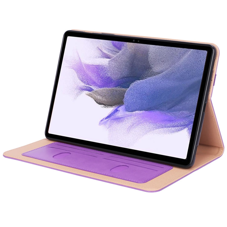 For Samsung Galaxy Tab S7 FE T730 / T736 & S7+ T970 / T976 Retro Texture PU + TPU Leather Tablet Case with Card Slots & Hand Strap