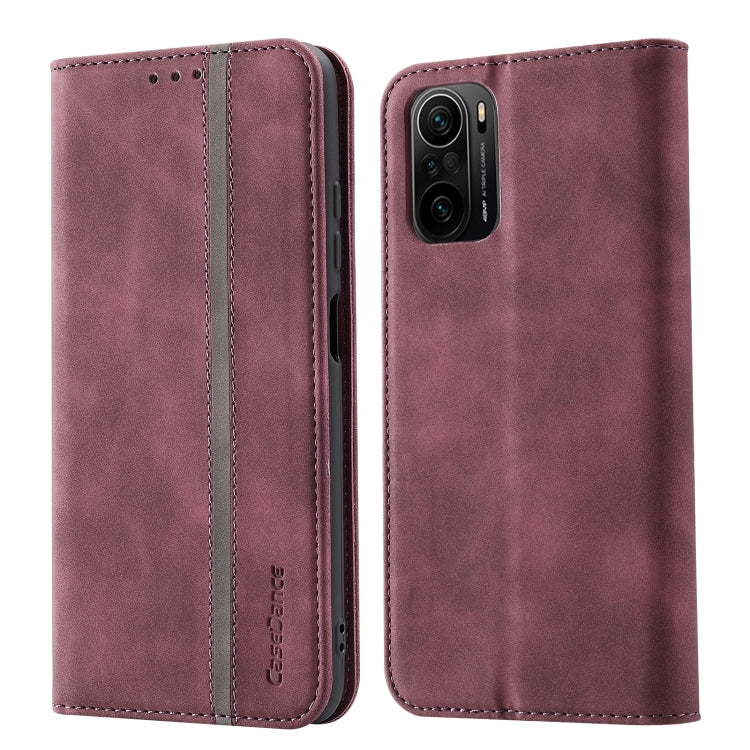 For Xiaomi Redmi K40 Pro Splicing Skin Feel Magnetic Leather Phone Case