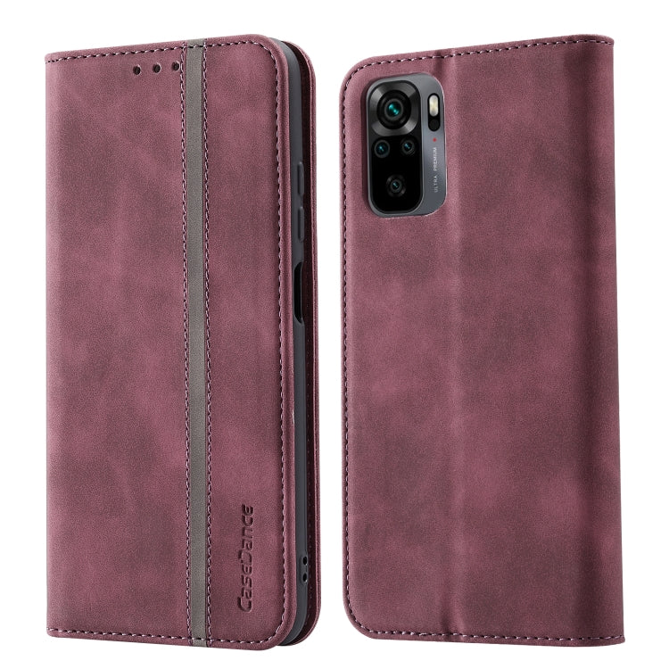 For Xiaomi Redmi Note 10 4G Splicing Skin Feel Magnetic Leather Phone Case