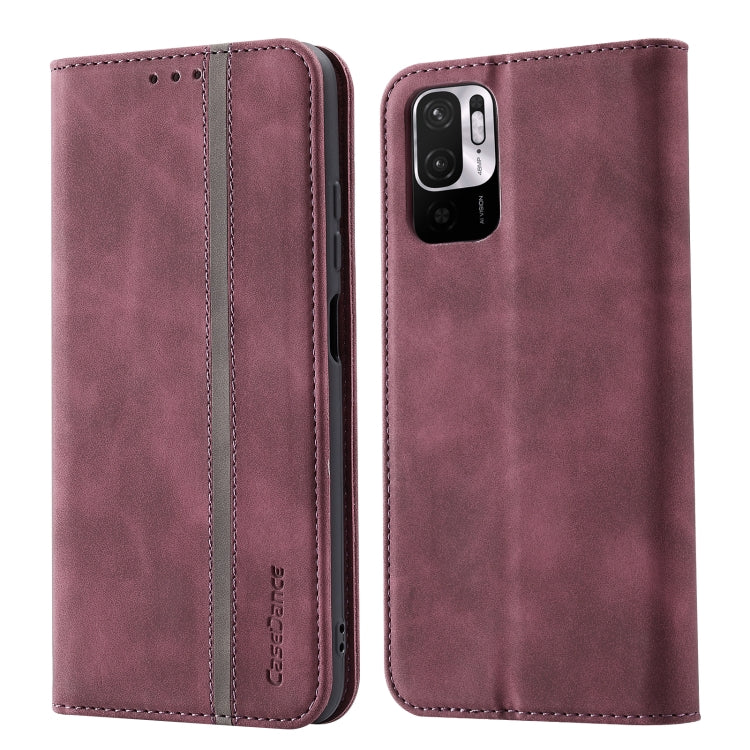 For Xiaomi Redmi Note 10 5G Splicing Skin Feel Magnetic Leather Phone Case