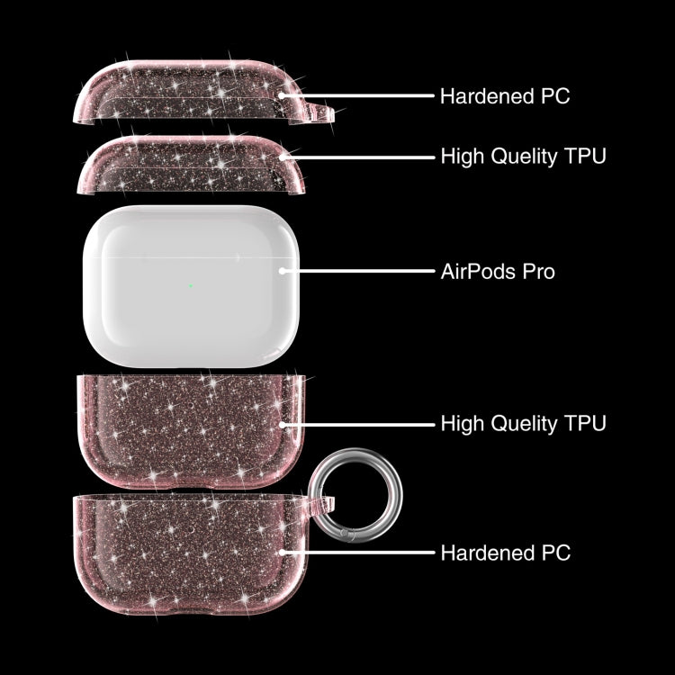 Terminator Glitter Powder Earphone Protective Case with Hook For AirPods Pro
