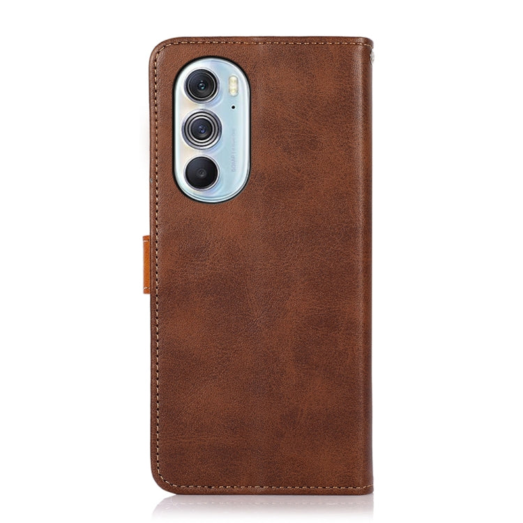 For Motorola Edge X30 KHAZNEH Dual-color Cowhide Texture Flip Leather Phone Case