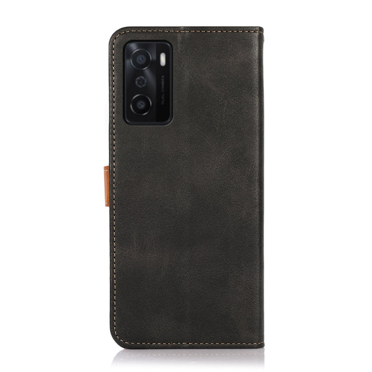For OPPO A55s 5G JP Version KHAZNEH Dual-color Cowhide Texture Flip Leather Phone Case
