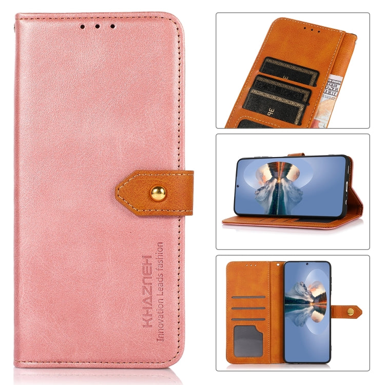 For OPPO A55s 5G JP Version KHAZNEH Dual-color Cowhide Texture Flip Leather Phone Case
