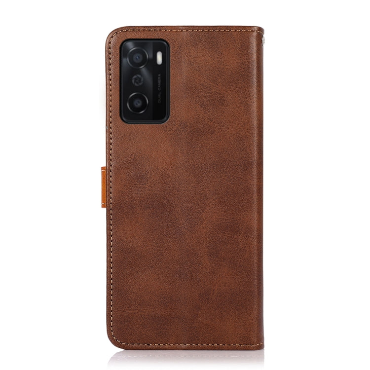For OPPO A55s 5G JP Version KHAZNEH Dual-color Cowhide Texture Flip Leather Phone Case