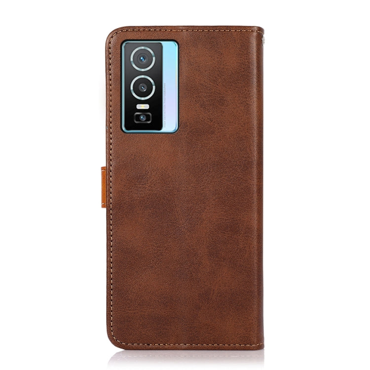 For vivo Y76s 5G / Y76 KHAZNEH Dual-color Cowhide Texture Flip Leather Phone Case