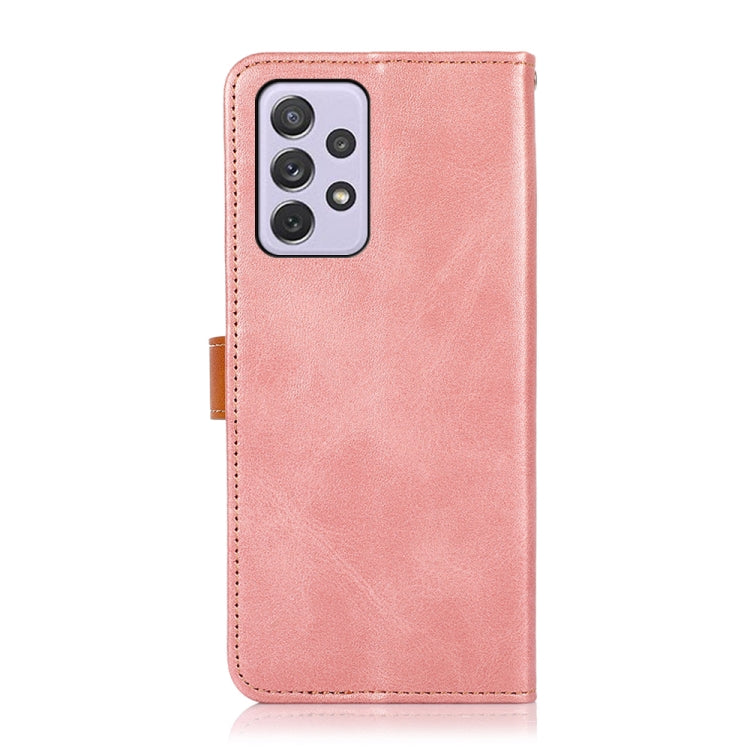 For Samsung Galaxy A73 5G KHAZNEH Dual-color Cowhide Texture Flip Leather Phone Case