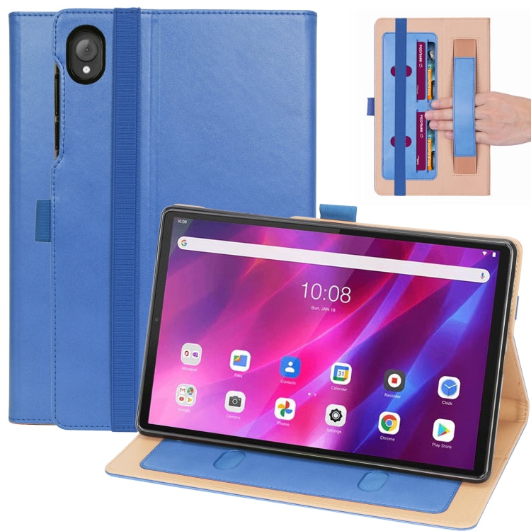 For Lenovo Tab K10 / M10 Plus 10.3 inch Retro Texture PU Leather Tablet Case with Card Slots & Hand Strap(Blue)