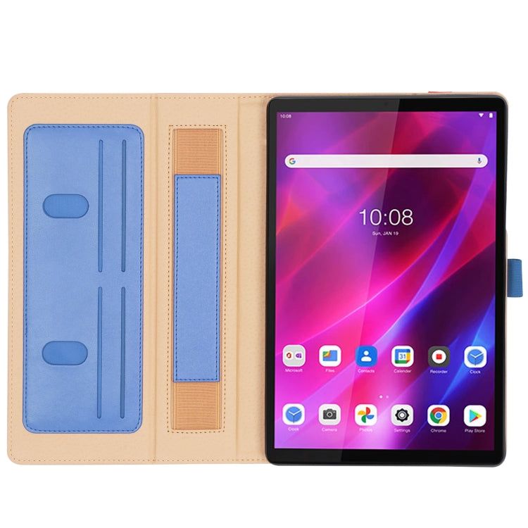 For Lenovo Tab K10 / M10 Plus 10.3 inch Retro Texture PU Leather Tablet Case with Card Slots & Hand Strap(Blue)