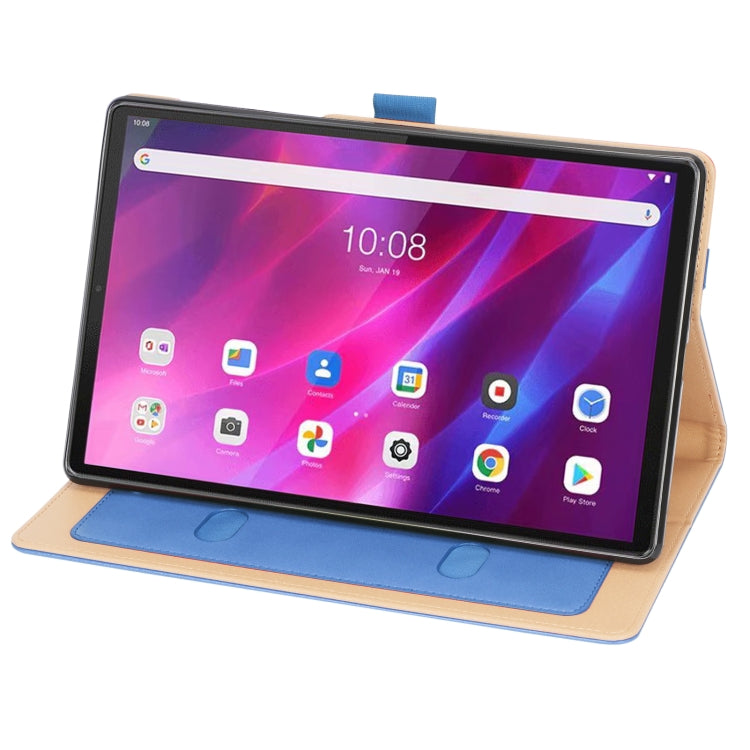 For Lenovo Tab K10 / M10 Plus 10.3 inch Retro Texture PU Leather Tablet Case with Card Slots & Hand Strap(Blue)