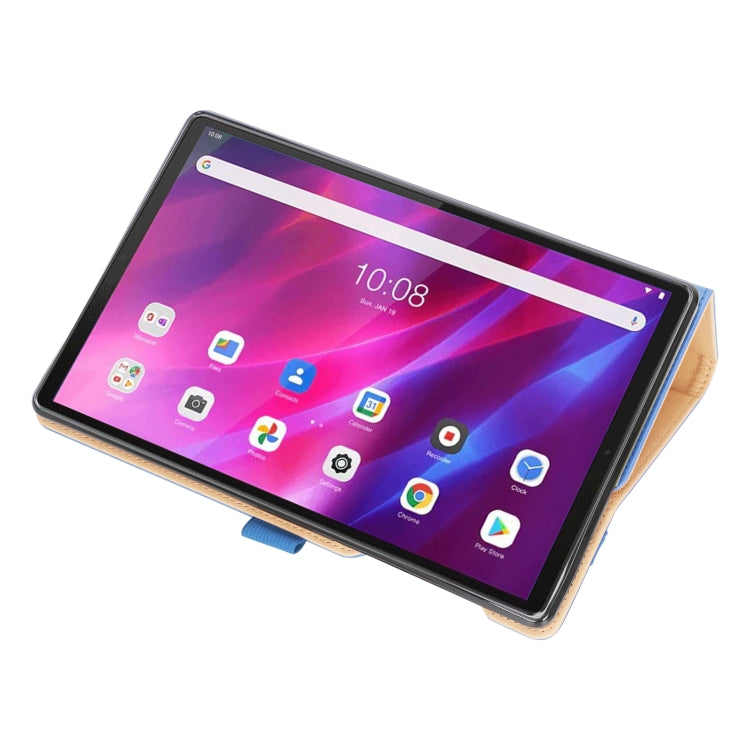 For Lenovo Tab K10 / M10 Plus 10.3 inch Retro Texture PU Leather Tablet Case with Card Slots & Hand Strap(Blue)