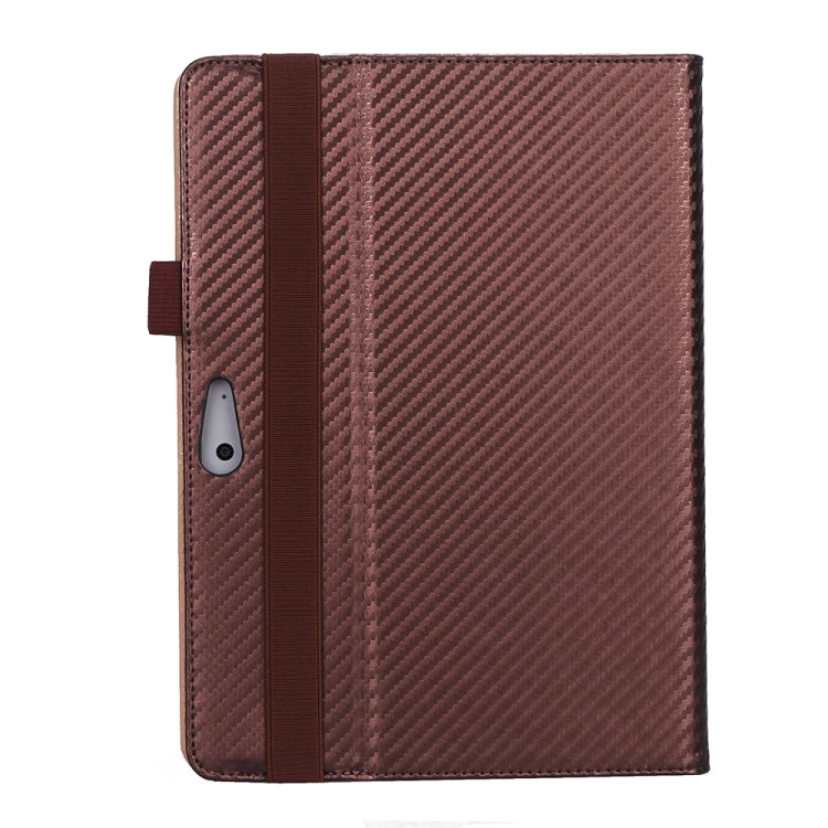 For Microsoft Surface Go 1 / 2 / 3 Carbon Fiber Straw Mat Texture PU Leather Tablet Case(Coffee)