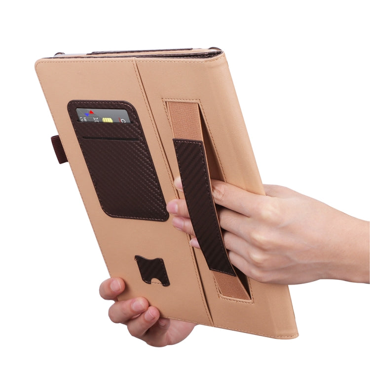 For Microsoft Surface Go 1 / 2 / 3 Carbon Fiber Straw Mat Texture PU Leather Tablet Case(Coffee)