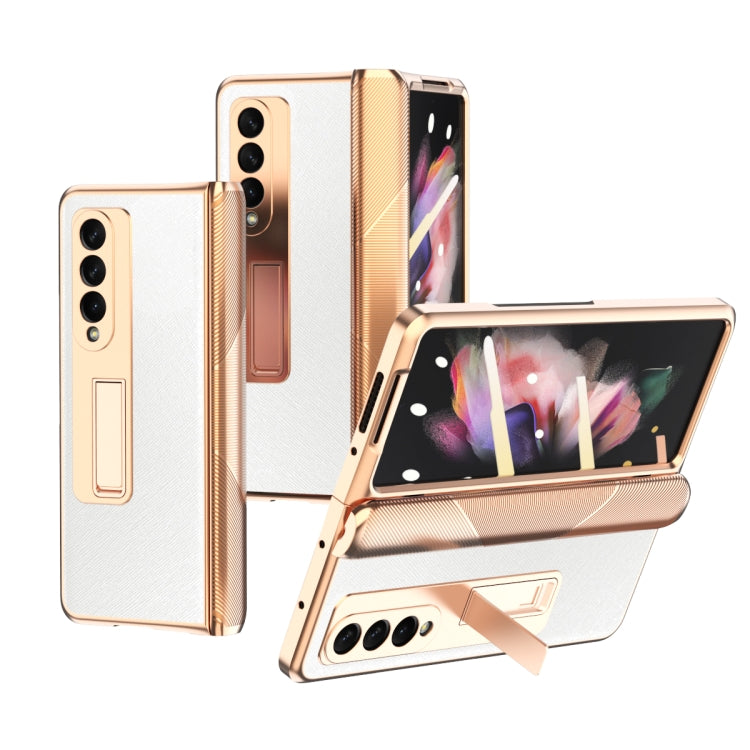 For Samsung Galaxy Z Fold3 5G Electroplated Armor Cross Texture Phone Case