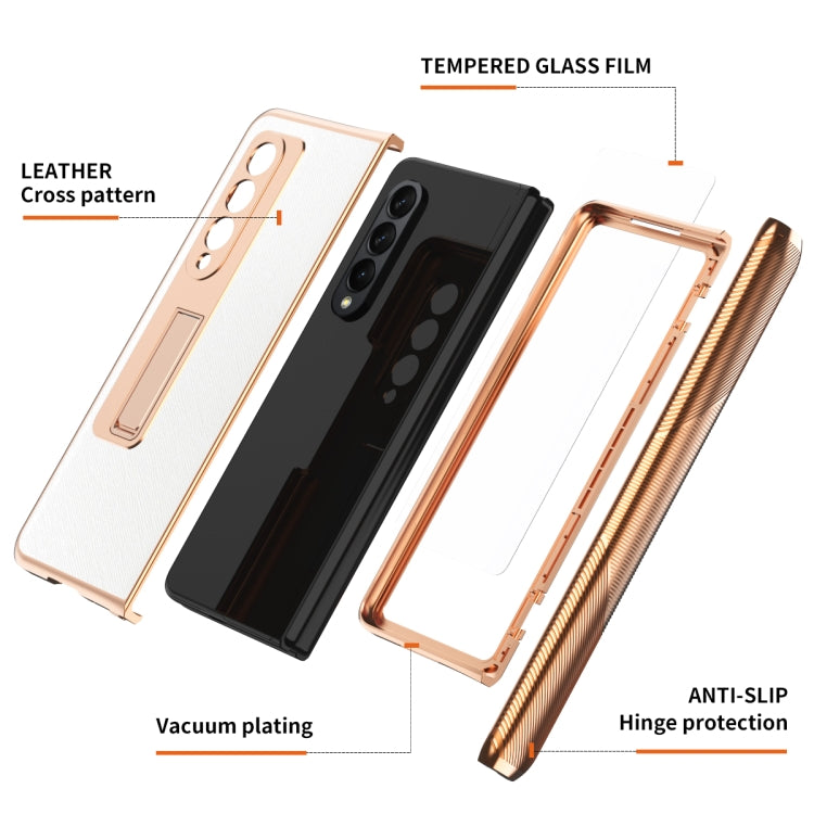For Samsung Galaxy Z Fold3 5G Electroplated Armor Cross Texture Phone Case