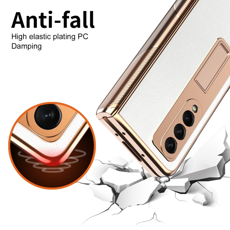 For Samsung Galaxy Z Fold3 5G Electroplated Armor Cross Texture Phone Case