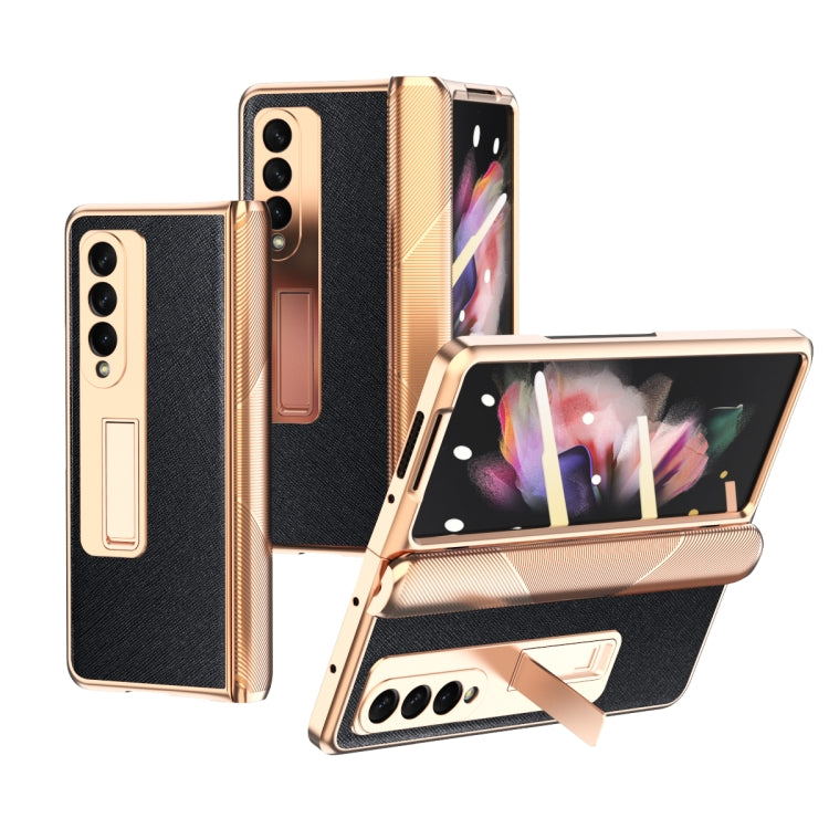 For Samsung Galaxy Z Fold3 5G Electroplated Armor Cross Texture Phone Case