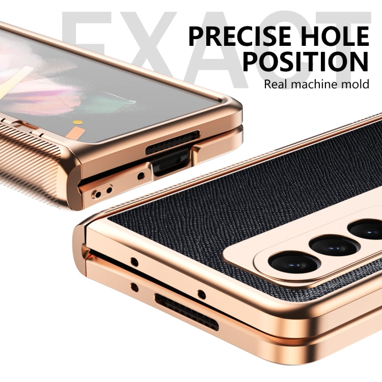For Samsung Galaxy Z Fold3 5G Electroplated Armor Cross Texture Phone Case