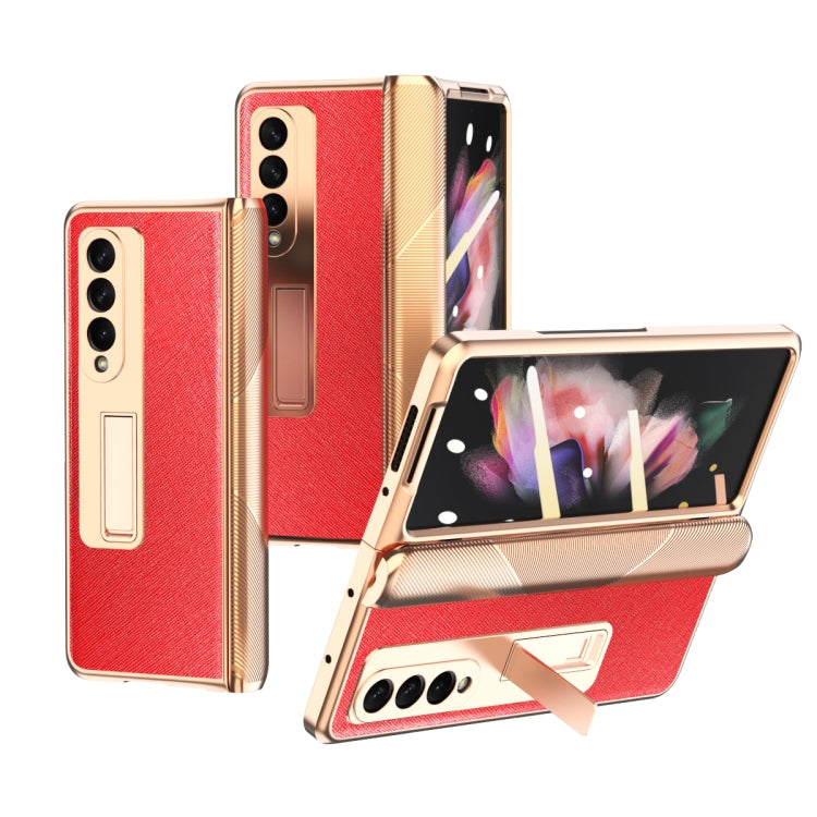 For Samsung Galaxy Z Fold3 5G Electroplated Armor Cross Texture Phone Case