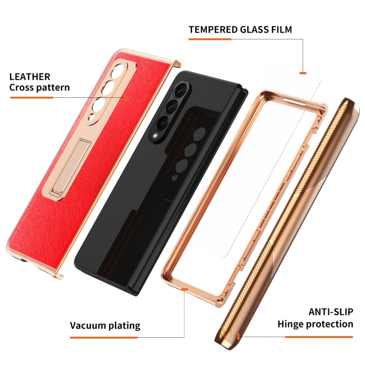 For Samsung Galaxy Z Fold3 5G Electroplated Armor Cross Texture Phone Case