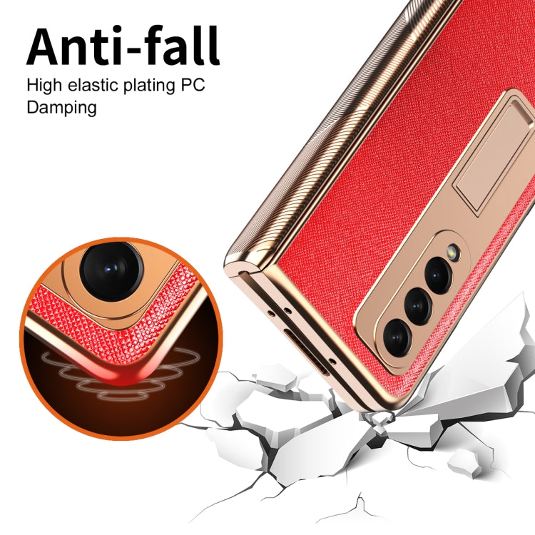 For Samsung Galaxy Z Fold3 5G Electroplated Armor Cross Texture Phone Case