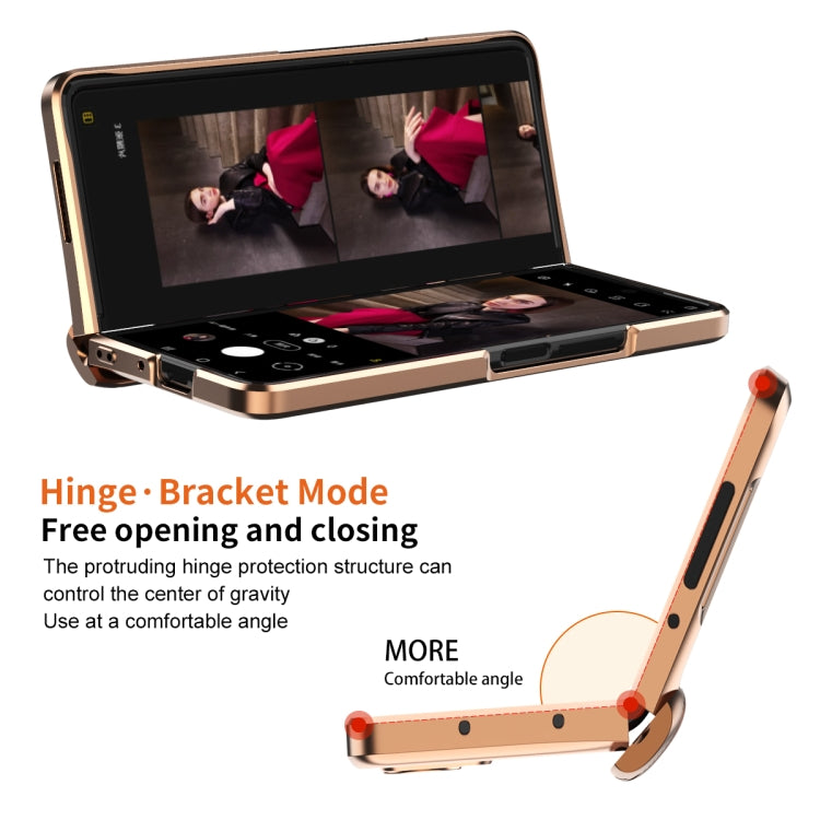 For Samsung Galaxy Z Fold3 5G Electroplated Armor Cross Texture Phone Case