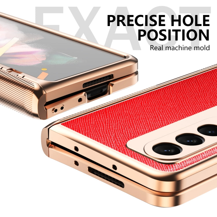 For Samsung Galaxy Z Fold3 5G Electroplated Armor Cross Texture Phone Case