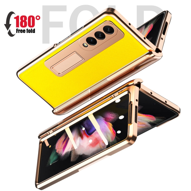 For Samsung Galaxy Z Fold3 5G Electroplated Armor Cross Texture Phone Case