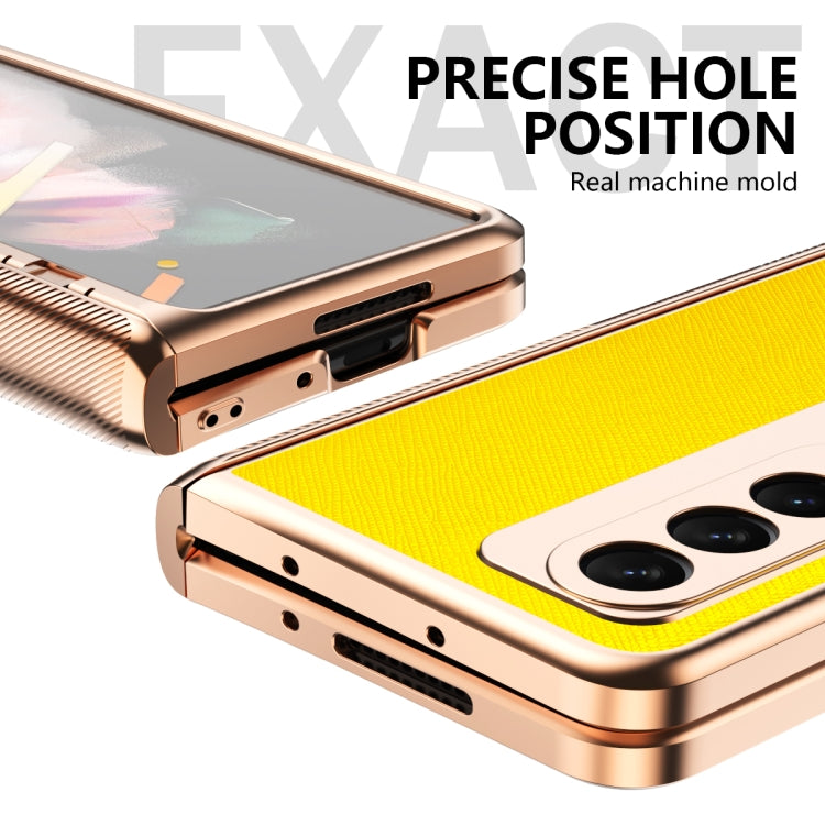For Samsung Galaxy Z Fold3 5G Electroplated Armor Cross Texture Phone Case