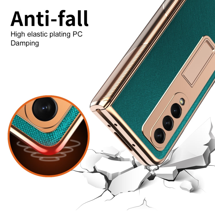 For Samsung Galaxy Z Fold3 5G Electroplated Armor Cross Texture Phone Case