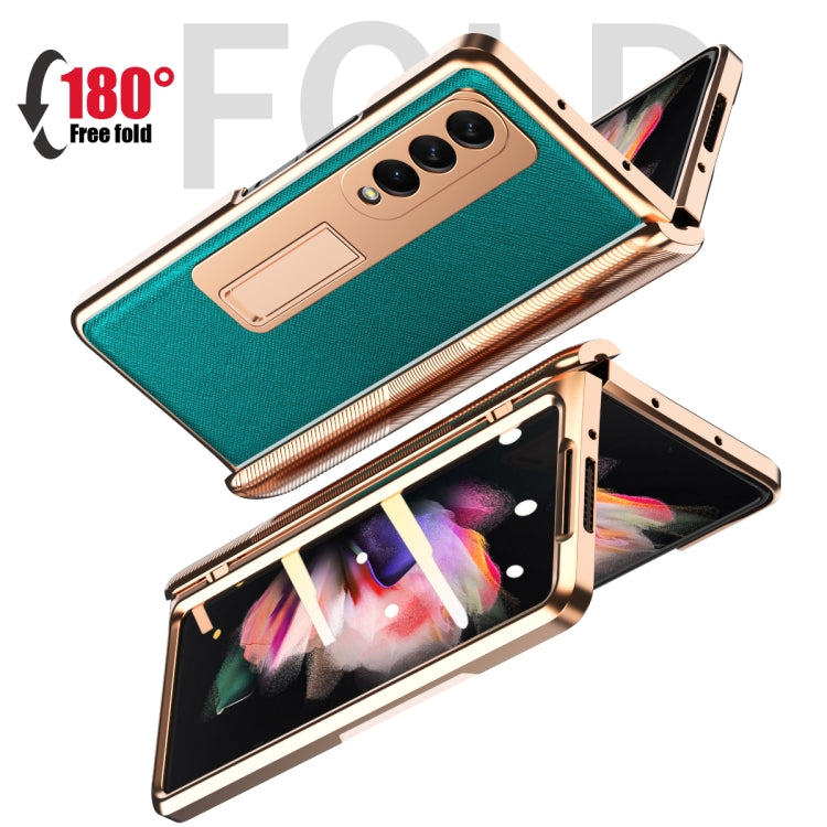 For Samsung Galaxy Z Fold3 5G Electroplated Armor Cross Texture Phone Case