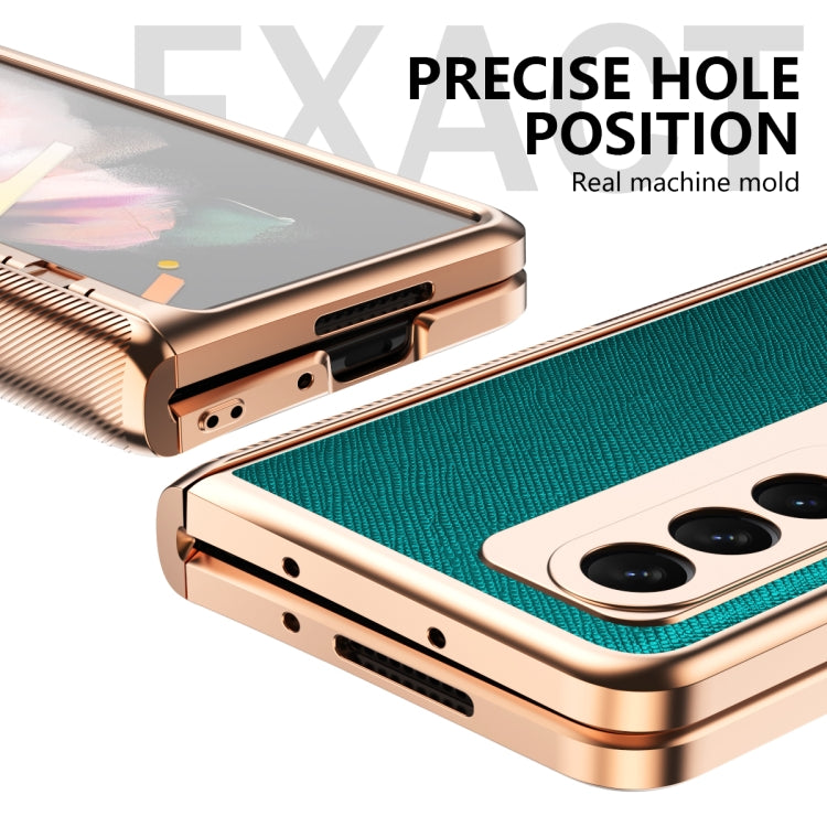 For Samsung Galaxy Z Fold3 5G Electroplated Armor Cross Texture Phone Case