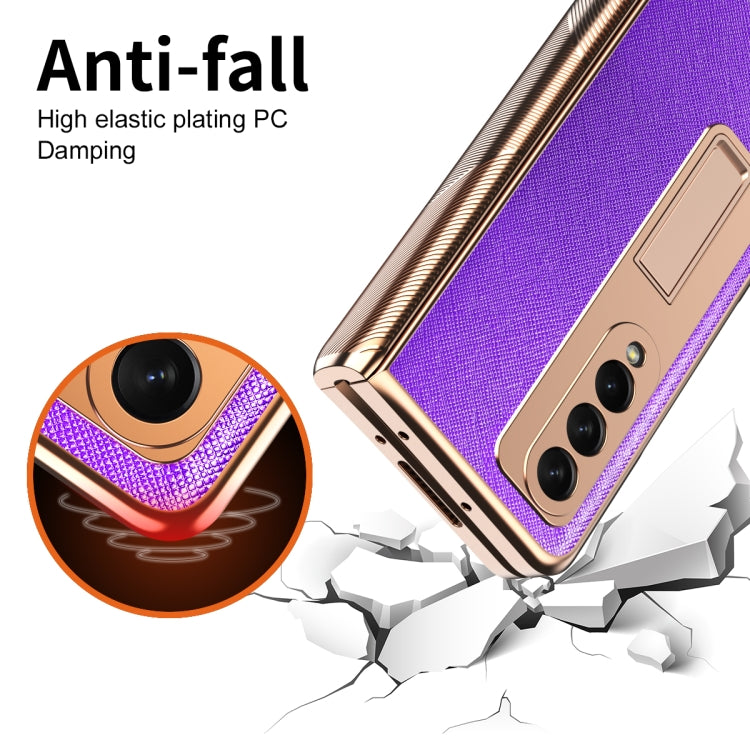 For Samsung Galaxy Z Fold3 5G Electroplated Armor Cross Texture Phone Case